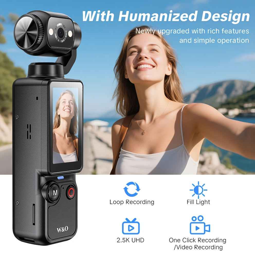 4K HD Video Recording Camera with 1.9" CMOS, USB Rechargeable, 180° Rotating Action Camcorder for Vlogging, Live Streaming & Outdoor Adventures - Perfect Christmas Gift for Couples, Back-to-School, Or Easter, Vlogging Camera Intelligent by design