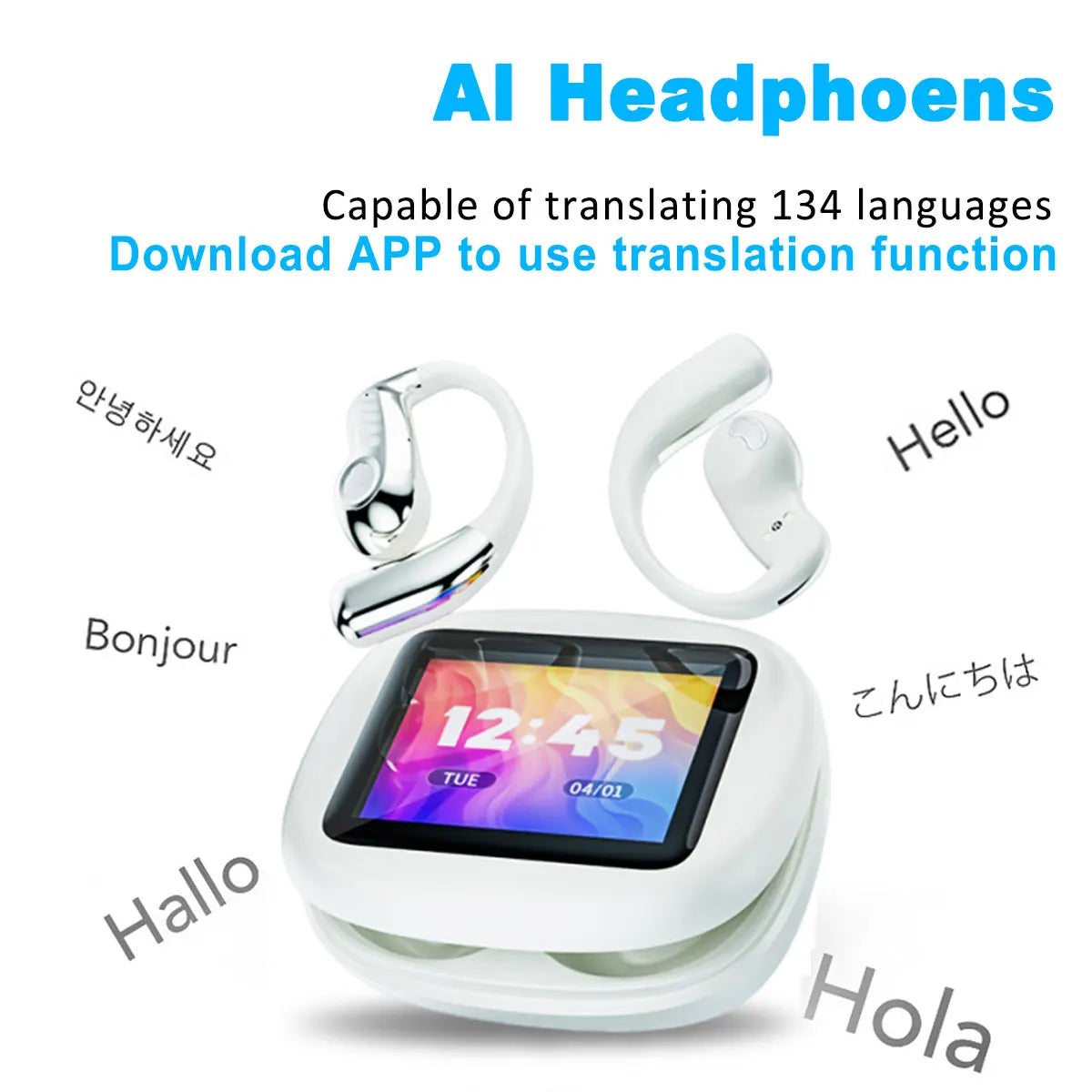 AI Translator Earphone Bluetooth 5.4 OWS Sports Bluetooth Wireless Headphones Digital Touch Screen Noise Cancelling Earbuds Intelligent by design