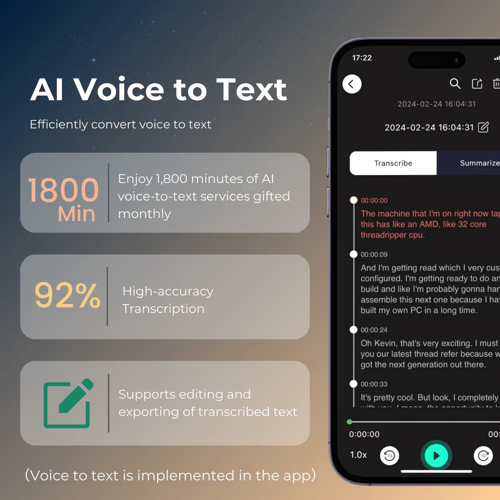 AI Powered Voice Recorder and Call Recorder with Speech-to-Text, Summarization, Translation, Supports 100 Languages, 64GB Intelligent by design