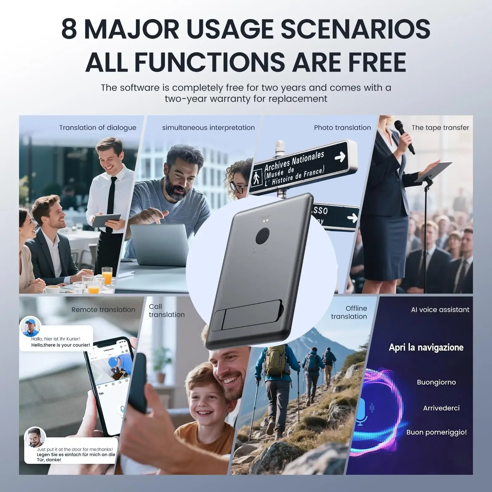 AI Instant Translator Device Magnetic Stand,144 Languages Online Translation Real-Time Photo/Video Calls for IOS Android Intelligent by design