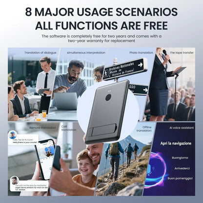 AI Instant Translator Device Magnetic Stand,144 Languages Online Translation Real-Time Photo/Video Calls for IOS Android Intelligent by design