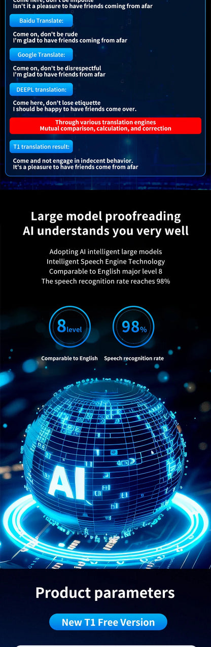 AI Instant Translator Device Magnetic Stand,144 Languages Online Translation Real-Time Photo/Video Calls for IOS Android Intelligent by design