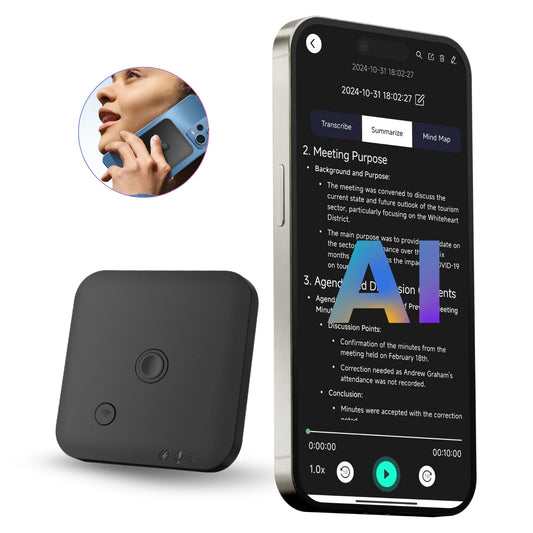 AI Powered Voice Recorder and Call Recorder with Speech-to-Text, Summarization, Translation, Supports 100 Languages, 64GB Intelligent by design