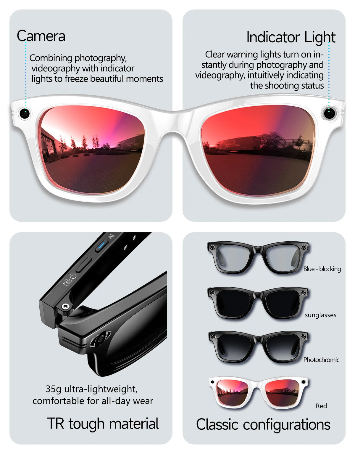 New 800W Camera AI Glasses Men Color-Changing Smart Translation Glasses Photo Video Recording Waterproof Call Smart Sunglasses Intelligent by design