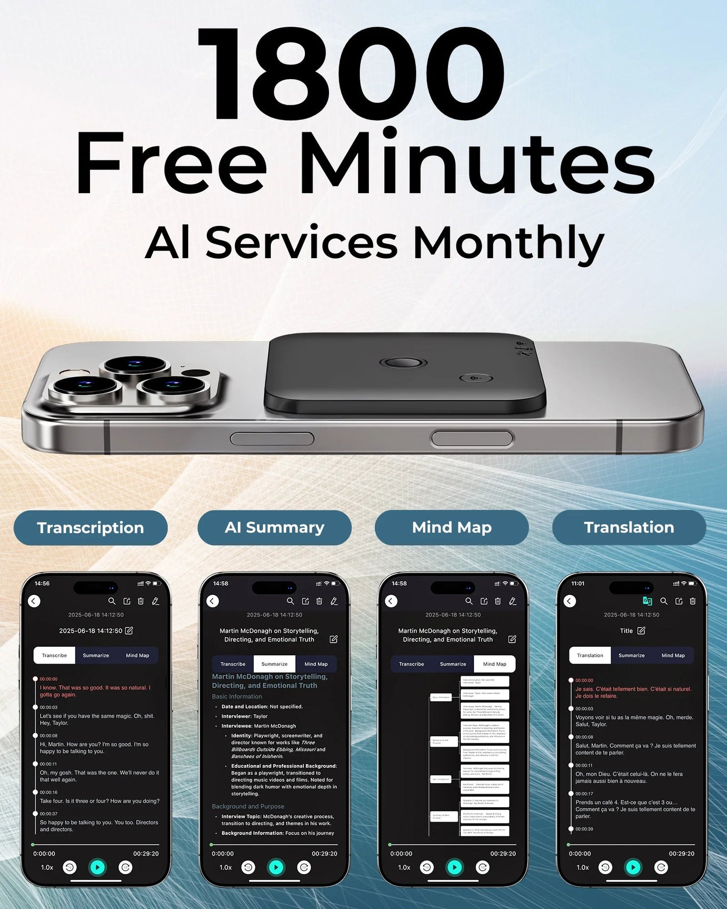 AI Powered Voice Recorder and Call Recorder with Speech-to-Text, Summarization, Translation, Supports 100 Languages, 64GB Intelligent by design