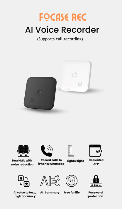 AI Powered Voice Recorder and Call Recorder with Speech-to-Text, Summarization, Translation, Supports 100 Languages, 64GB Intelligent by design