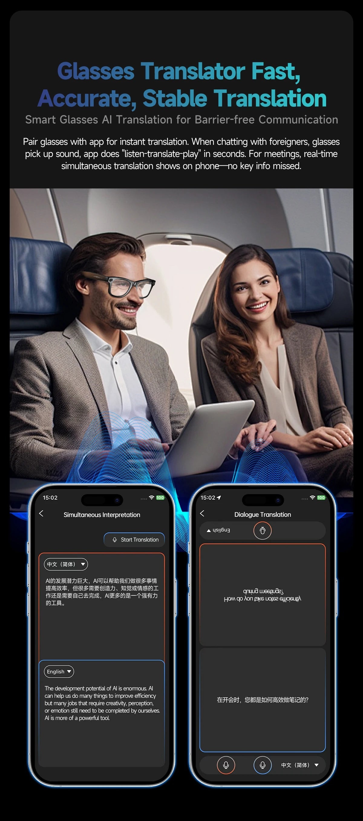 New 800W Camera AI Glasses Men Color-Changing Smart Translation Glasses Photo Video Recording Waterproof Call Smart Sunglasses Intelligent by design