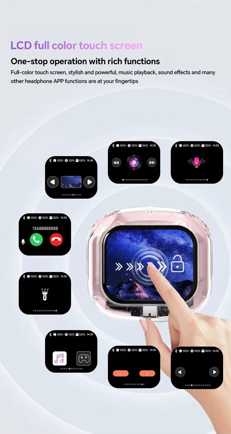 Ai translation earphones with touch screen, intelligent wireless Bluetooth earphones, HiFi real-time translation earbuds Intelligent by design