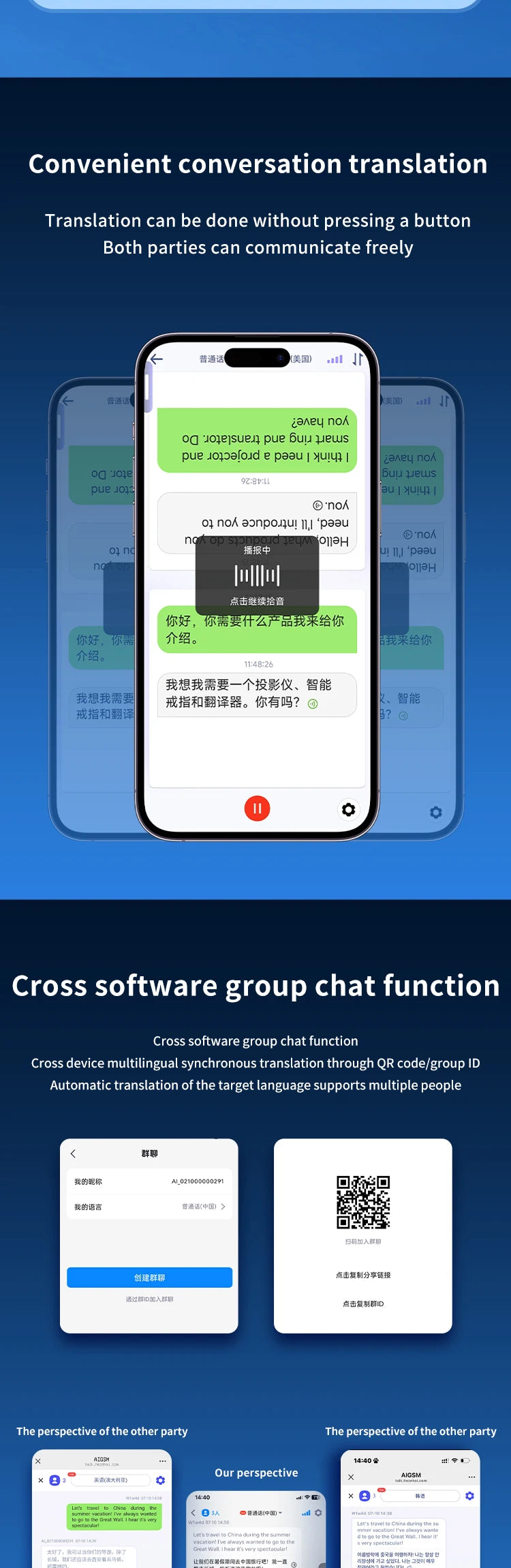 AI Instant Translator Device Magnetic Stand,144 Languages Online Translation Real-Time Photo/Video Calls for IOS Android Intelligent by design