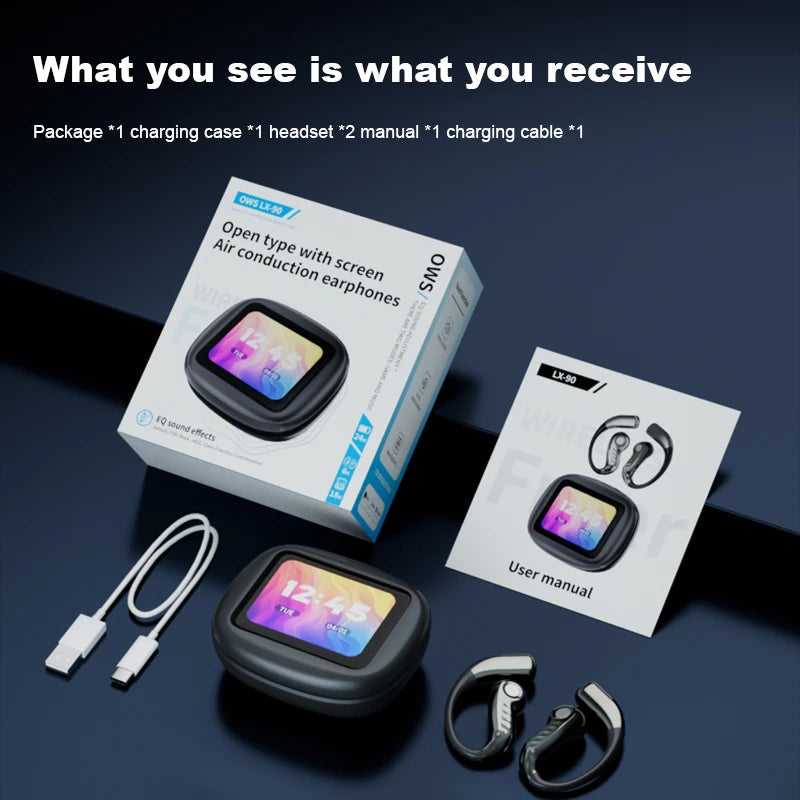 AI Translator Earphone Bluetooth 5.4 OWS Sports Bluetooth Wireless Headphones Digital Touch Screen Noise Cancelling Earbuds Intelligent by design