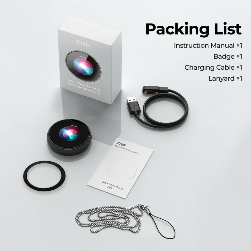 ZNP Wearable Smart Badge, AI Smart Interactive Companion for Adult‌, companion Emotional Life Assistant AI Translator Badge Z01 Intelligent by design