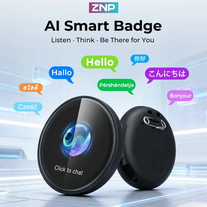 ZNP Wearable Smart Badge, AI Smart Interactive Companion for Adult‌, companion Emotional Life Assistant AI Translator Badge Z01 Intelligent by design