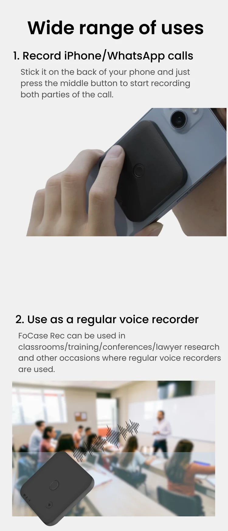 AI Powered Voice Recorder and Call Recorder with Speech-to-Text, Summarization, Translation, Supports 100 Languages, 64GB Intelligent by design