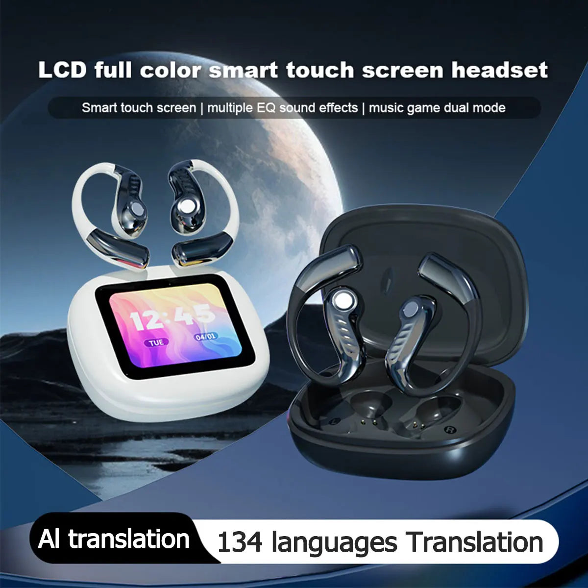 AI Translator Earphone Bluetooth 5.4 OWS Sports Bluetooth Wireless Headphones Digital Touch Screen Noise Cancelling Earbuds Intelligent by design