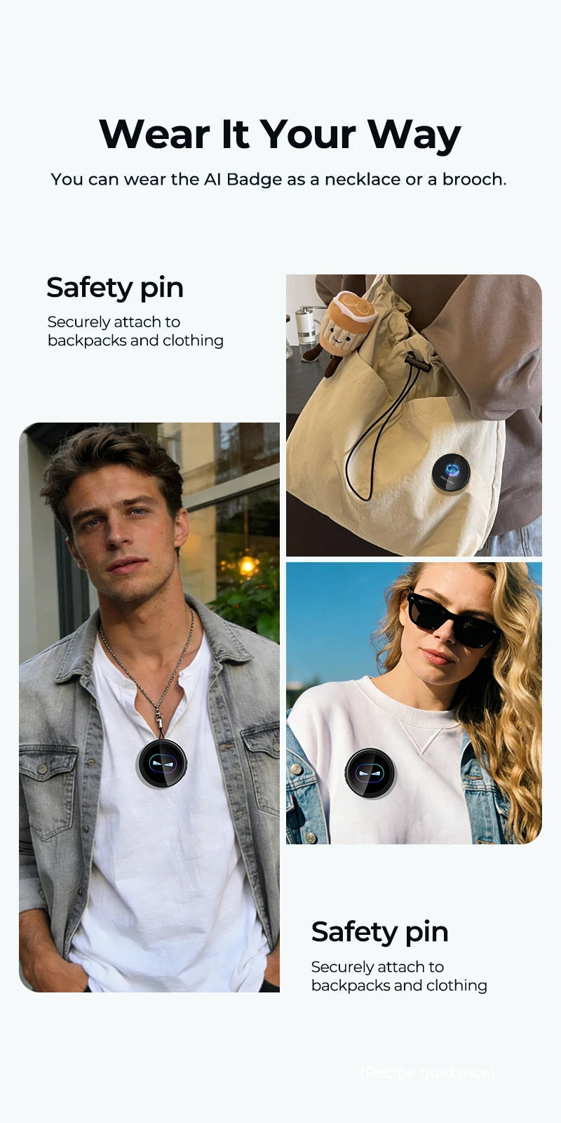 ZNP Wearable Smart Badge, AI Smart Interactive Companion for Adult‌, companion Emotional Life Assistant AI Translator Badge Z01 Intelligent by design