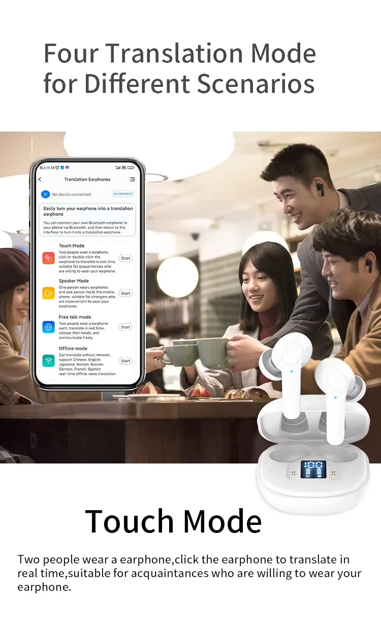 Translation Headphones Real Time Bluetooth Earbuds Translator 144 Languages Simultaneous Business Interpretation Earphones Intelligent by design