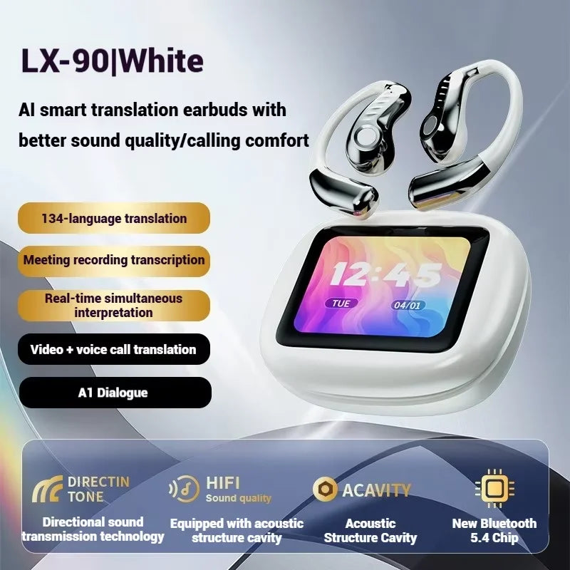 AI Translator Earphone Bluetooth 5.4 OWS Sports Bluetooth Wireless Headphones Digital Touch Screen Noise Cancelling Earbuds Intelligent by design