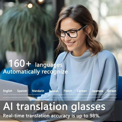 AI Smart Translation Glasses – Real - Time 160 Language Translator with GPT Chat, Bluetooth Audio Glasses with Built - in Microphone & Speaker - Intelligent by design