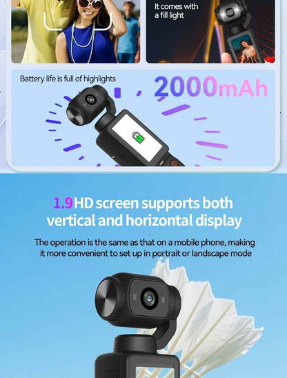 4K HD Video Recording Camera with 1.9" CMOS, USB Rechargeable, 180° Rotating Action Camcorder for Vlogging, Live Streaming & Outdoor Adventures - Perfect Christmas Gift for Couples, Back-to-School, Or Easter, Vlogging Camera Intelligent by design