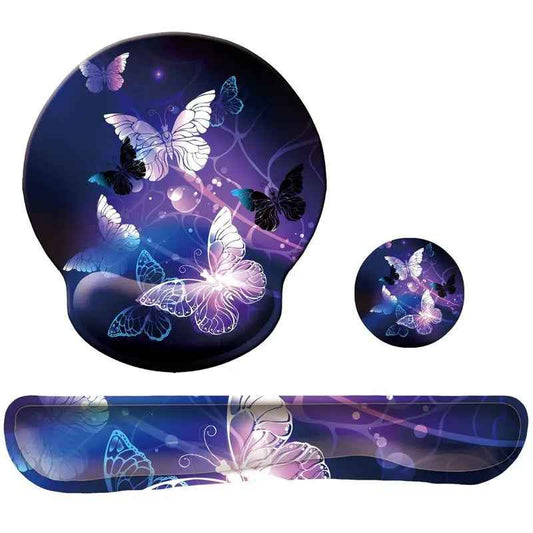 Ergonomic Mouse Pad + Keyboard Wrist Rest Set – Memory Foam Support (Butterfly) - Intelligent by design